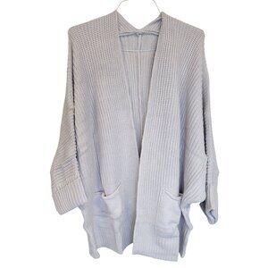 Cardigan Soft Light Gray Knit Loose Fit Pockets Open Front Womens XL NEW